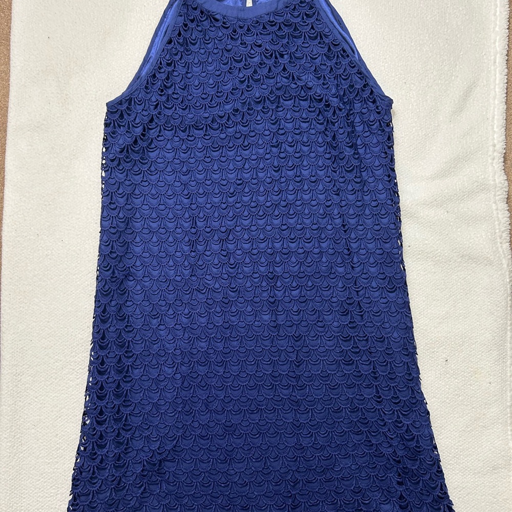 Daniel Cremieux Blue Sleeveless Halter Sheath Dress